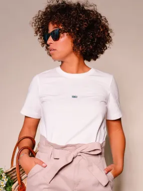 T-SHIRT BRODE 404 DROIT coton bio blanc Femme | 1083