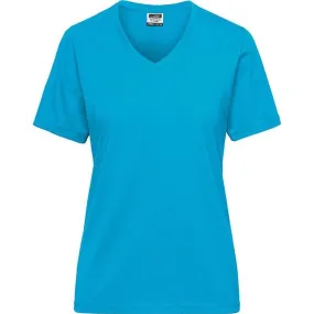 T-shirt de travail Bio col V - Femme - JN1807 - bleu turquoise 