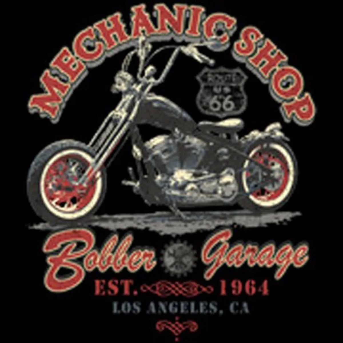 T-shirt FEMME manches courtes - Moto biker Mechanic shop USA - 2040 