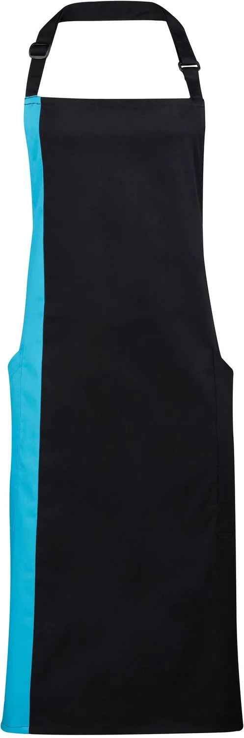 Tablier bicolore à bavette - PR162 - noir et turquoise 