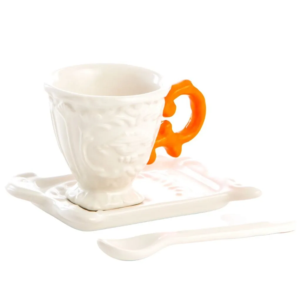 Tasse à café avec soucoupe et cuillère I-WARES orange, Seletti ✔ 38 € ⭕ Kulina