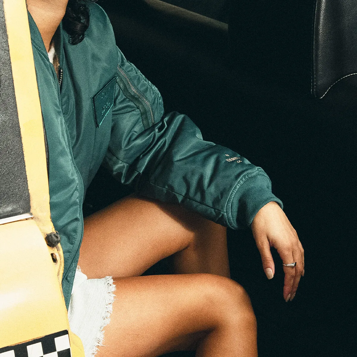 The Jonak Bomber - Jonak x Schott en nylon vert et détails en cuir pour Femme | Jonak