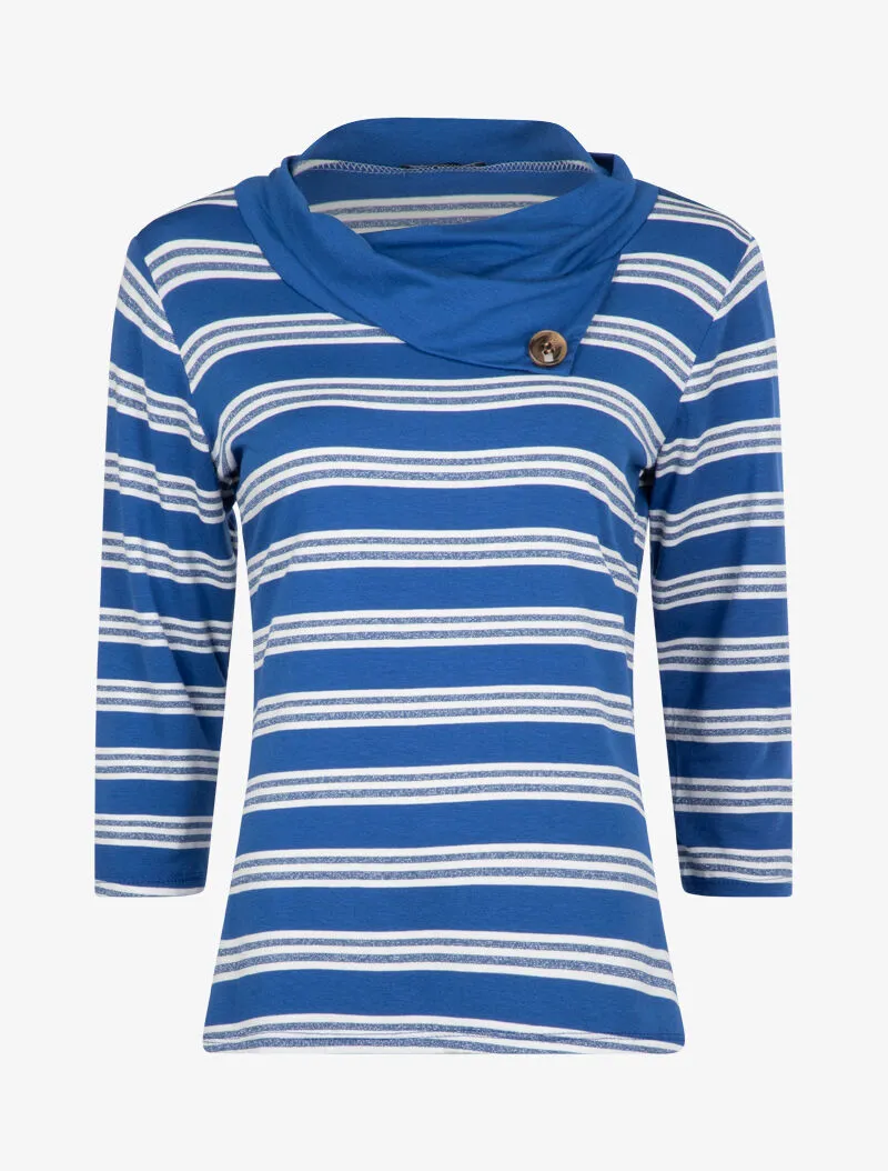 Top à imprimé rayures - bleu roi