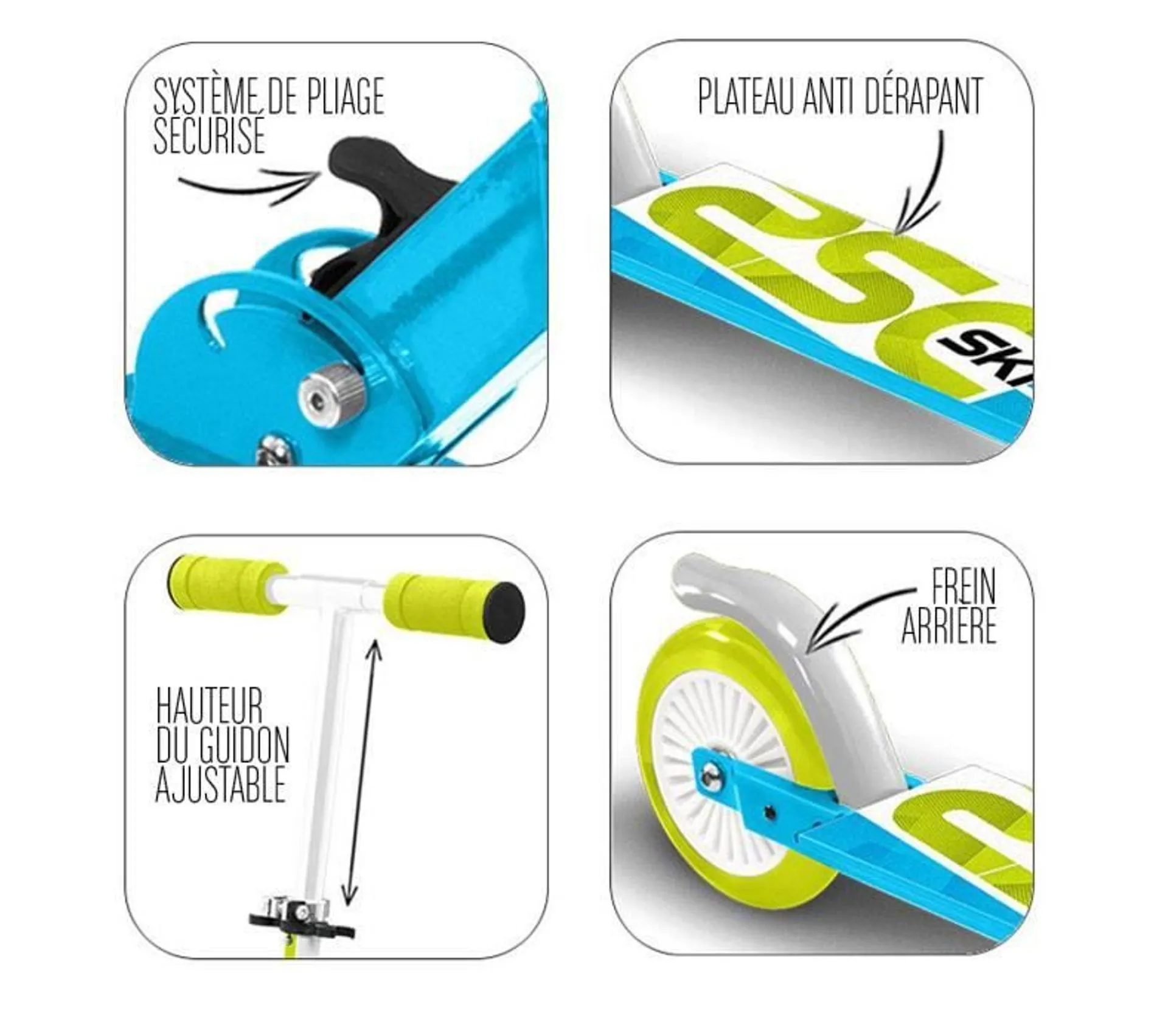 Trottinette Pliable Bleu 2 Roues