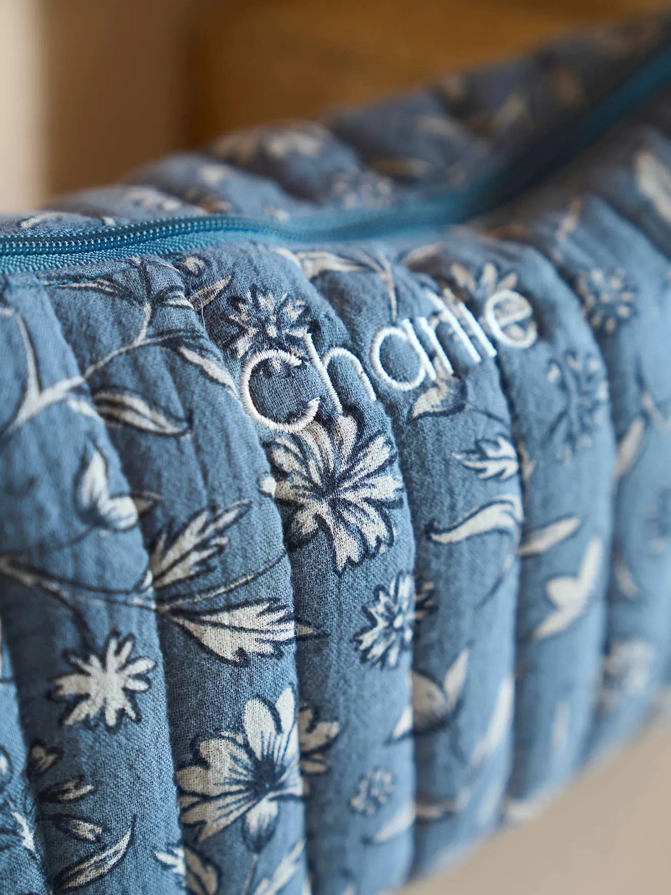 Trousse de toilette enfant en gaze de coton bleu imprimé - Vertbaudet