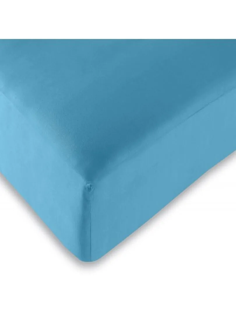 Univers Decor - Drap Housse Turquoise 200 X 200 Cm / 100% Coton / 57 Fils/cm² "king Size" - Bleu turquoise