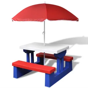 vidaXL Table et bancs de pique-nique avec parasol pour enfants | vidaxl-fr